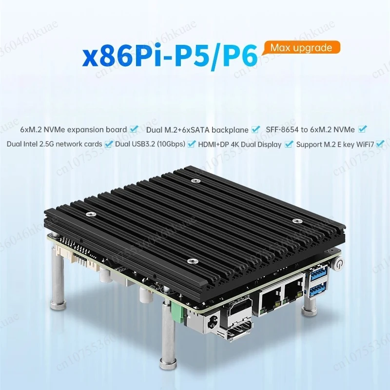 Фото Материнская плата NAS, i3-N355/N150, 7×M.2 или 6×SATA, DDR5, сетевое подключение 2.5G №2