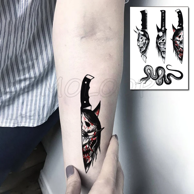 

Tattoo Sticker Prajna Knife Snake Anime Mark Cartoon Element Temporary Fake Tatoo for Women Men Body Art