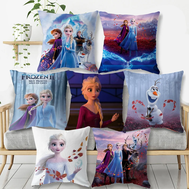 

Disney Elsa Anna Princess Girls Decorative Nap Pillow Cases Cushion Cover 1 Piece on Bed Sofa Children Birthday Gift 40x40cm