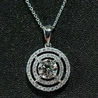 full dazzling cz stone round shaped pendant necklace silver color o chain luxury wedding accessories women trendy jewelry