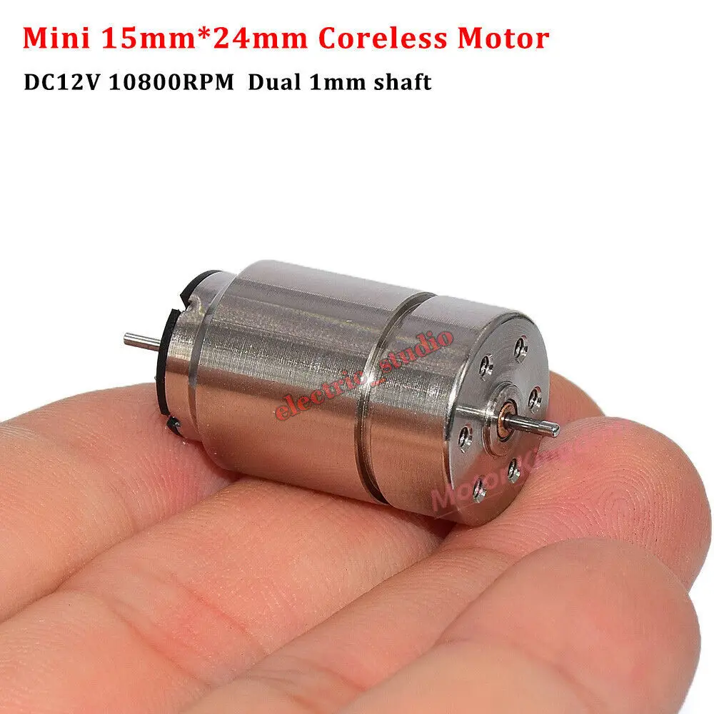 

1524 15mm*24mm Mini Coreless Dual 1mm Shaft Electric Motor DC 6V-12V 10800RPM High Speed Motor DIY HO Rail Train Car Toy Model