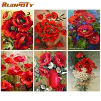 ruopoty frame diy painting by numbers canvas painting red poppy flower canvas by numbers painting wall art personalized gift