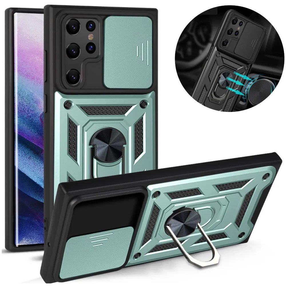 

Funda S23 Ultra For Samsung Galaxy S23 Ultra S22 S21 S20 FE Plus Case Magnetic Car Ring Shockproof Armor Stand Holder Cover