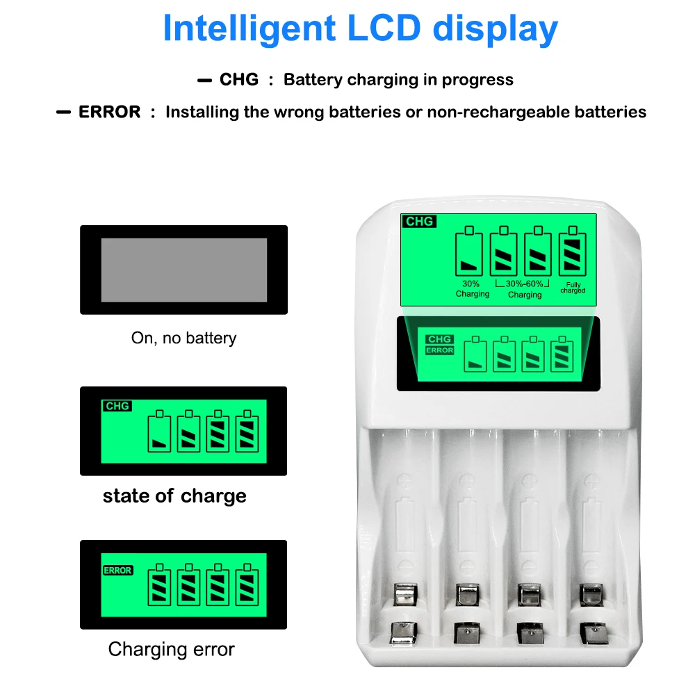 Умное быстрое зарядное устройство R7 AA/AAA с ЖК-дисплеем для NiMH NiCD аккумуляторов AAA 1