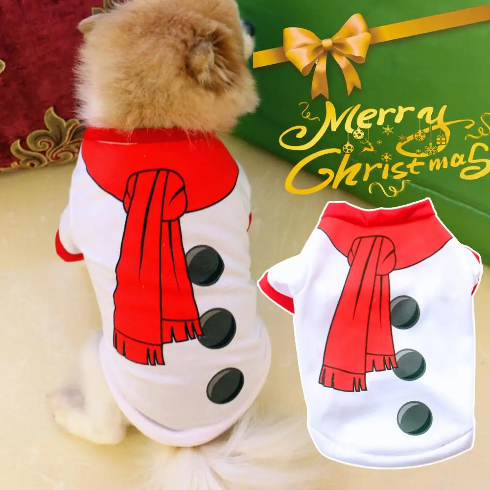 

Dog Shirt Soft Fine Workmanship Eye-catching Snowman Comfortable Dress Up Cotton Christmas Elements Dog Sweater for Winter