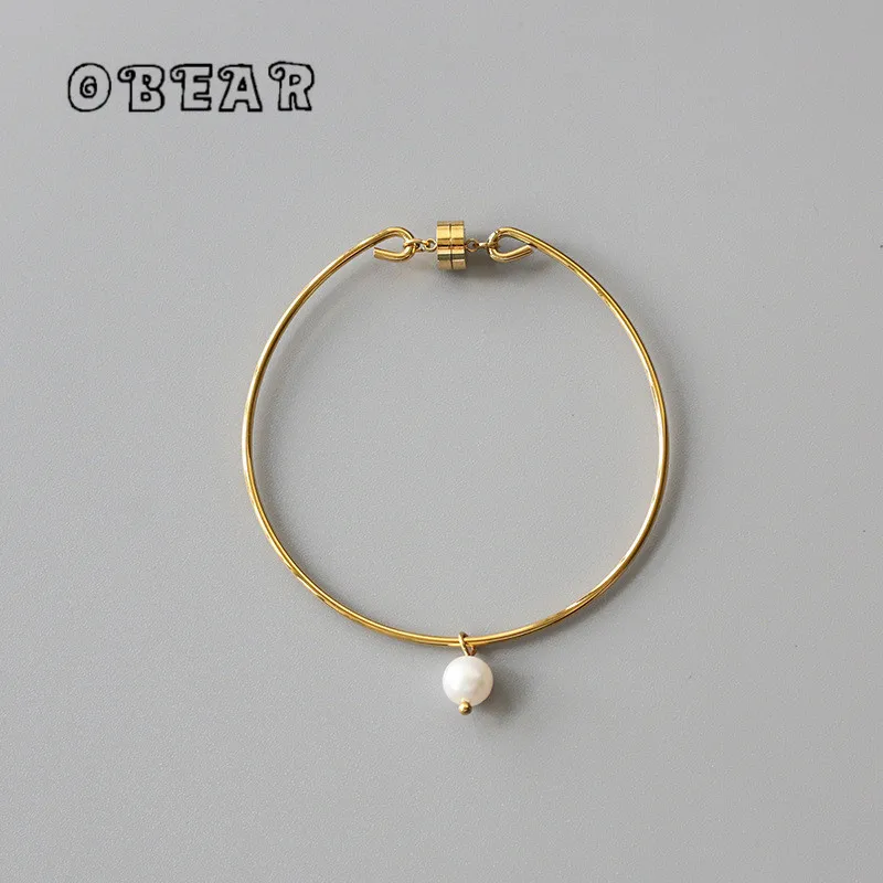 

316L Stainless Steel Natural Freshwater Pearls Magnet Clasp Bracelet For Women Girl New Trend Wrist Chain Bangles Jewelry Gift