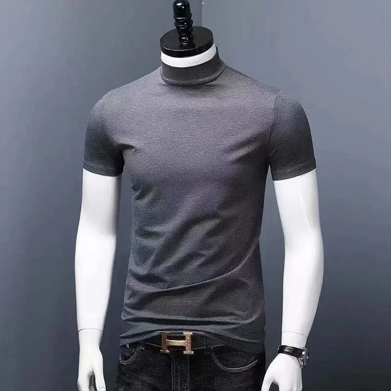 Мужская футболка-поло с высоким воротником и коротким рукавом тонкая летняя