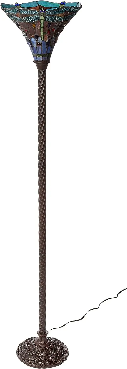 

1509-BB75B Dragonfly Tiffany-Style 72-Inch Torchiere Lamp, Multicolor, 15''Lx72''Hx15''W