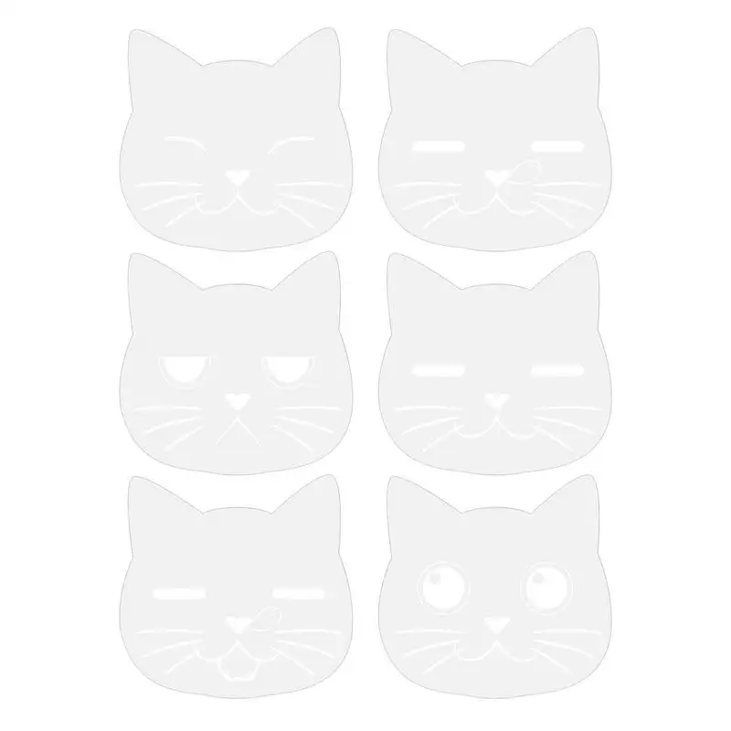 Acrylic Coasters Cat Head Coasters For Dining Table Heat Resistant Clear Coasters 6PCS/Set For Table Bar Drinks Home Decor