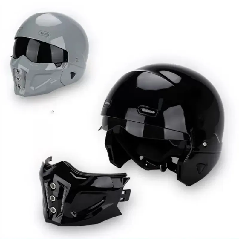 Matte Black Motorcycle Helmet De Cafe Racer Helmet Modular Full Face Capacetes De Motociclista Modular S to XL