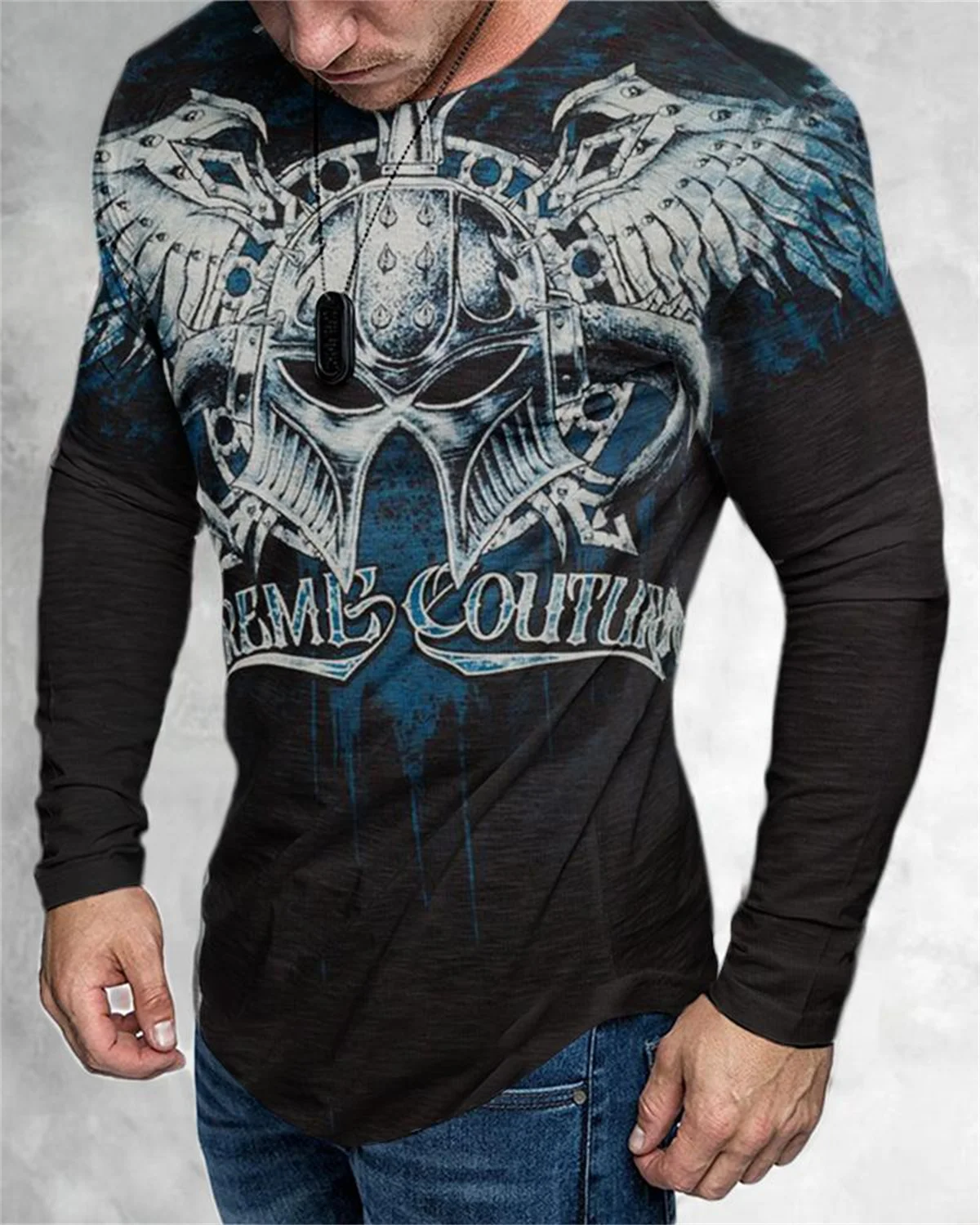 

2022 autumn new men's trend hip-hop 3d t-shirt new cartoon three-dimensional printing pattern long-sleeved casual sports fashion