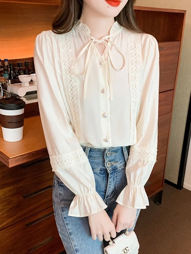 Женские Элегантные блузки рубашки Новое поступление 2023 Осенние винтажные