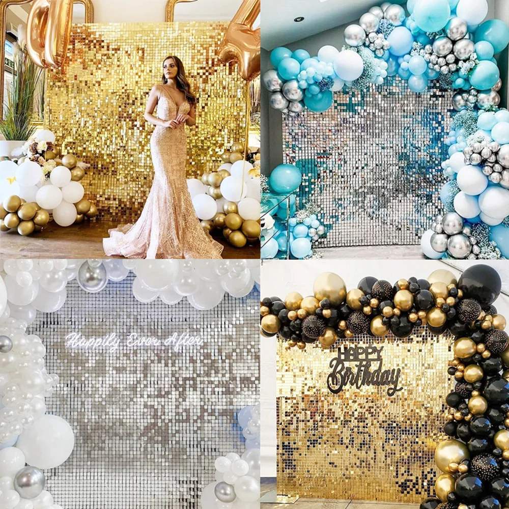 

1x Square Sequin Glitter Wind Board Background Wall Large Event Wedding Anniversary Birthday Party Home Decoration Photo Props