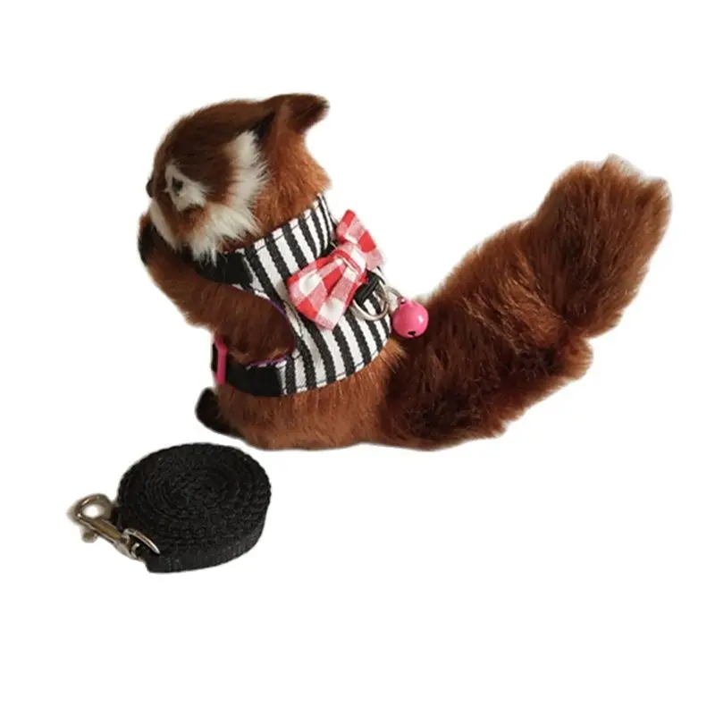 

Adjustable Small Pet Stripe Harness Leash Vest Chest Straps With Bell For Squirrel Lead Walking Ferret Rope Collar Mouse Hamster