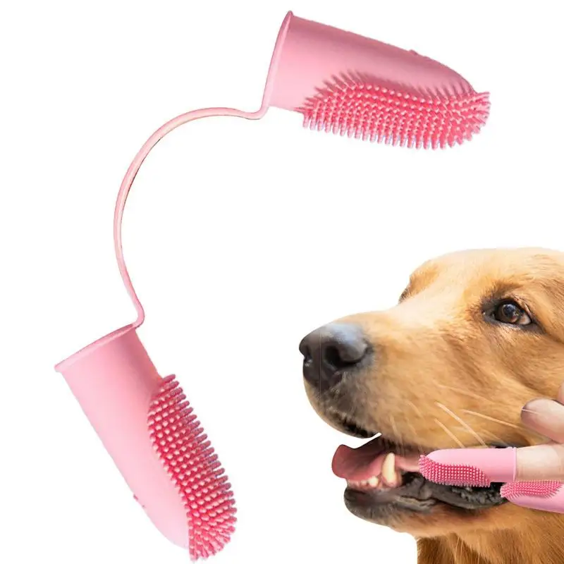 Puppy Tooth Brush Dog Finger Toothbrush For Easy Teeth Cleaning Dental Brush For Small Dogs Cats And Most Pets Two Fingers