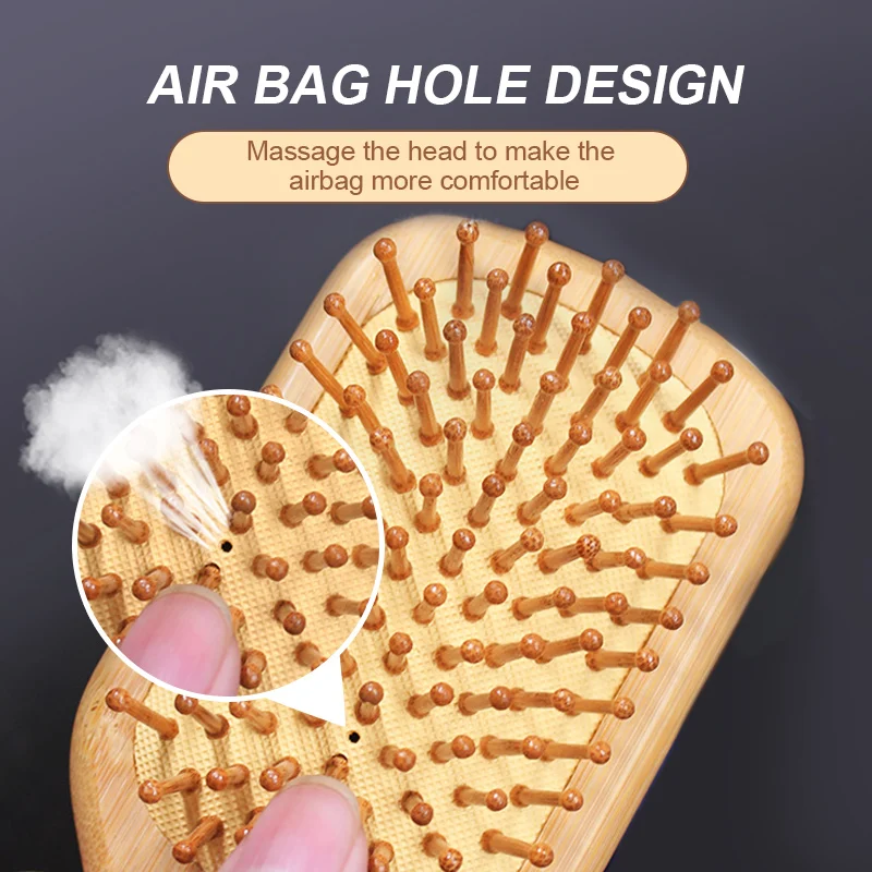 Бамбуковые расчески Подушка Массажная щетка для волос Антистатические