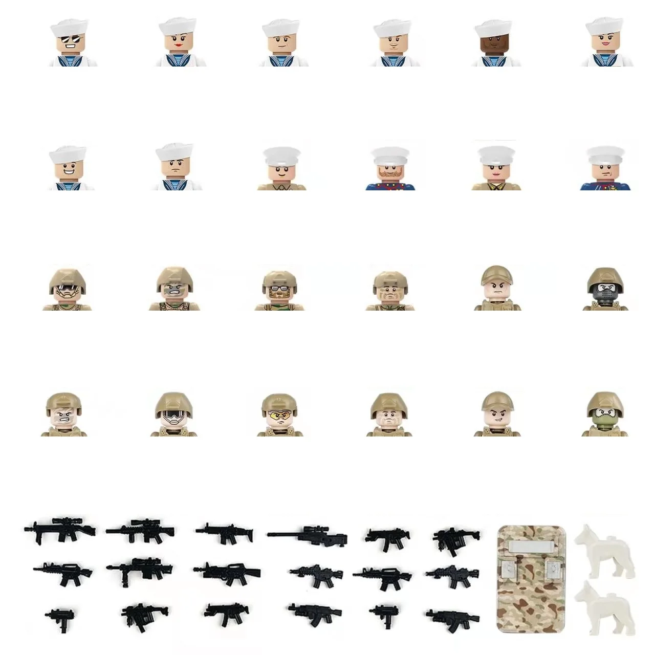 

MOC Military Weapon Specia Force Army 24pcs Soldiers Minifigs Figures Accessories Building Blocks Mini Figurine Toys Kid Gifts