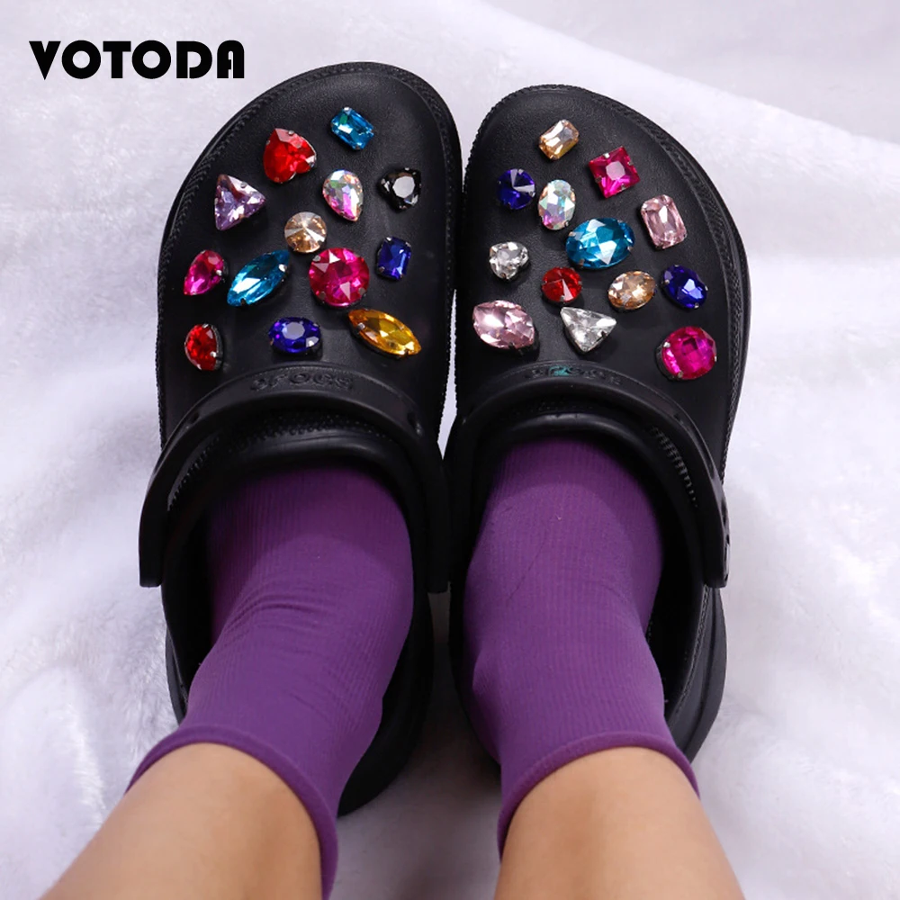 30pcs/Set Rhinestone Charm for Croc Shoe Accessories DIY Pearl Shoe Flower Bling Crystal Girl Gift Glow Clog Shoes Decaration