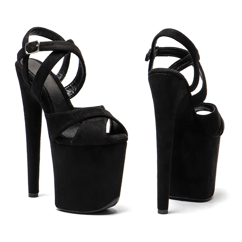 Leecabe 20cm/8inches suede upper Women Shoes Sexy  Sandals  Platform Shoe High Heels Party Club Stripper  Steel Tube Dancing 1B