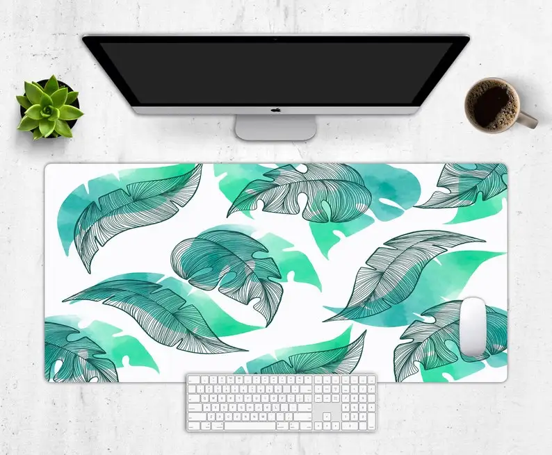 

Tropical Leaves Desk Mat, Aesthetic Desk Mat, Cute Desk Pad, Extra Large Desk Mat, Office Desk Decor, Modern Desk Mat, Gaming Mo