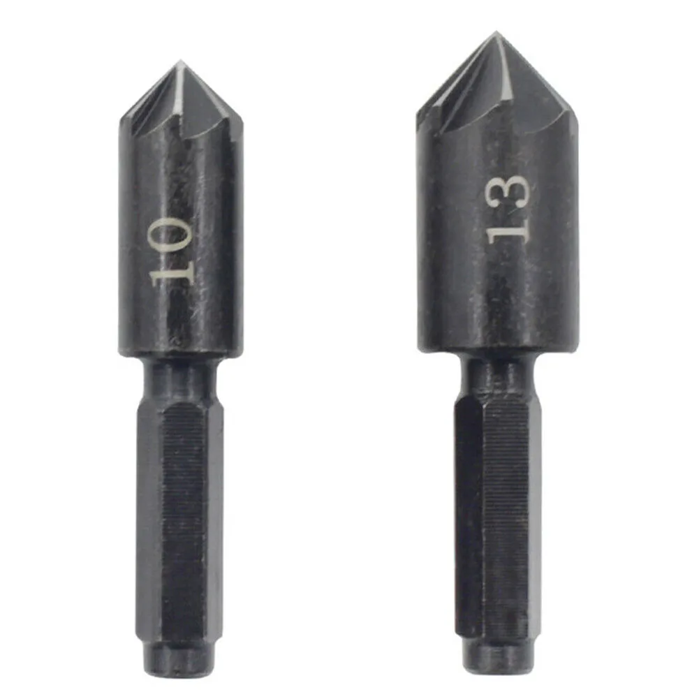 

Professional Wood Countersink Drill Bits 2pcs Set 7 Flute Design 1/4in Hex Shank Chamfer Cutter Sizes 10mm 13mm