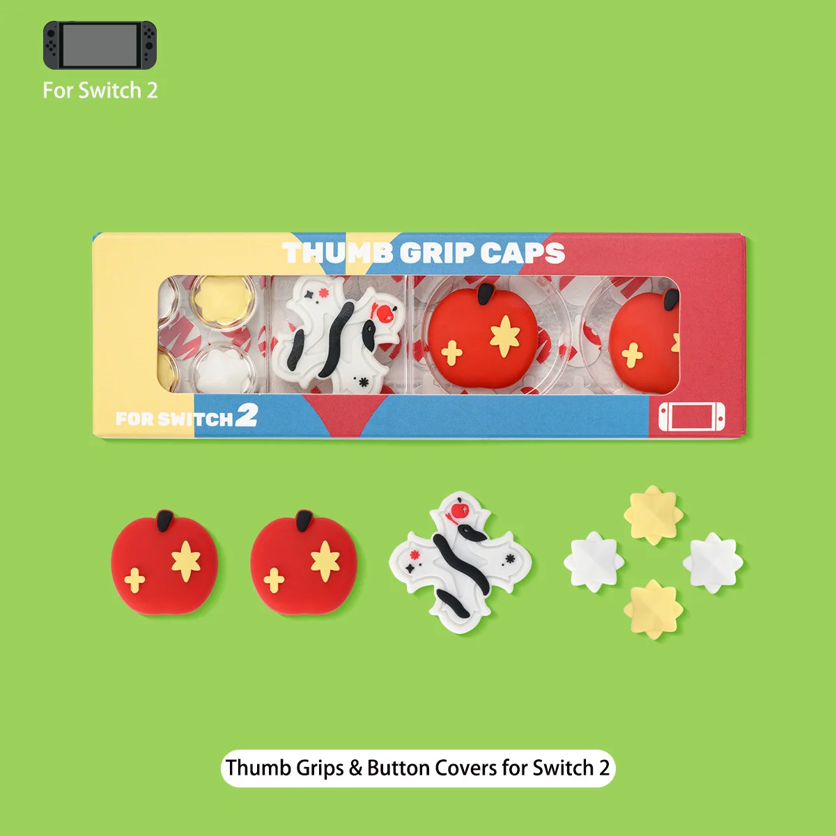Фото Силиконовые накладки на джойстики и кнопки, совместимые с Switch 2 – противоскользящие колпачки для джойстиков Joy-Con, тематика «Райский сад Эдем» №1