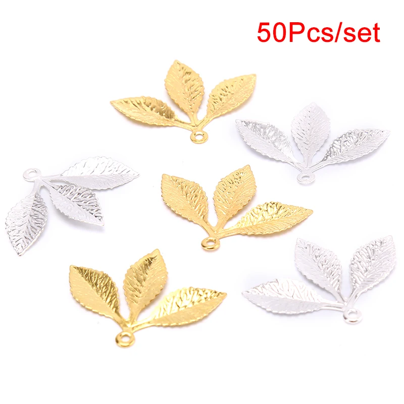 

50 Pcs/pack DIY Triangular Leaf Ornament Accessories Vintage Leaf-shaped Silk Wire Wrap Connectors Headdress Accessories