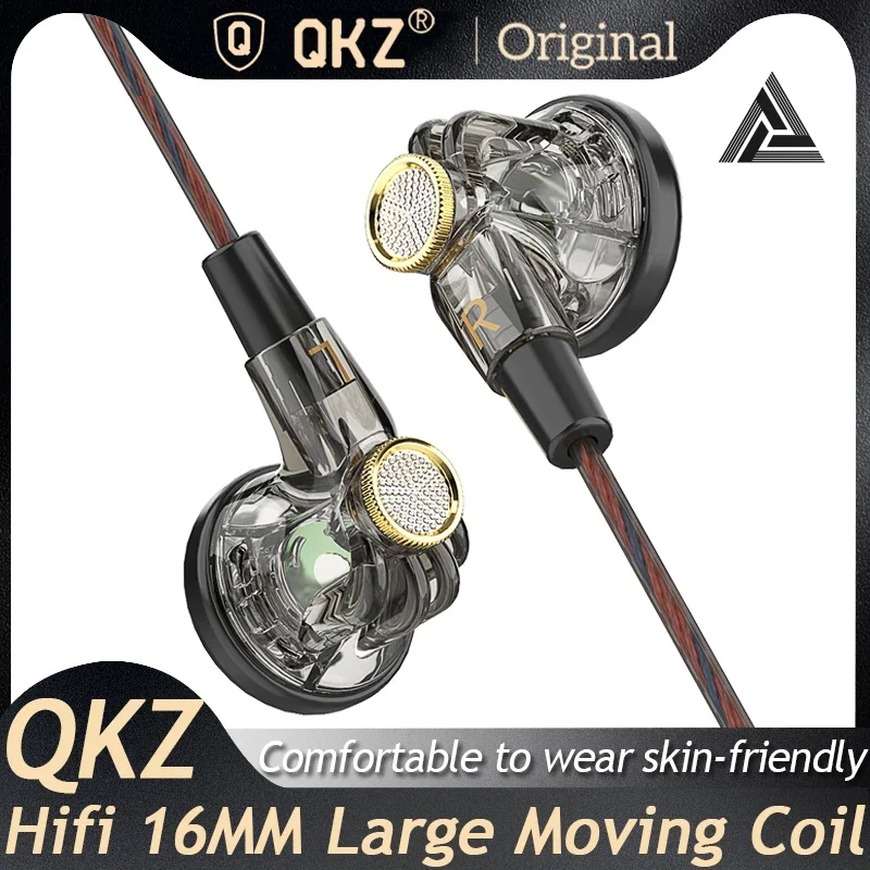 Оригинальный QKZ MDR 16 мм Bobina Movil Grande Auriculares De Cabeza Plana HIFI Bass Music Aurculares Con Cable L-Bending 3 5 AUX