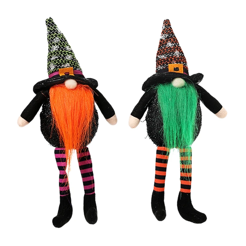 

2Pcs Halloween Gnomes Plush Witch Light Long-Legged Holiday Party Decorations Gnome Doll Halloween Decoration