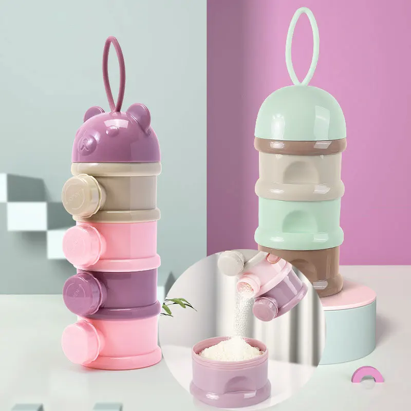 

Portable baby milk powder box 3/4 Layer large-capacity food supplement box multiple openings cereal snack container