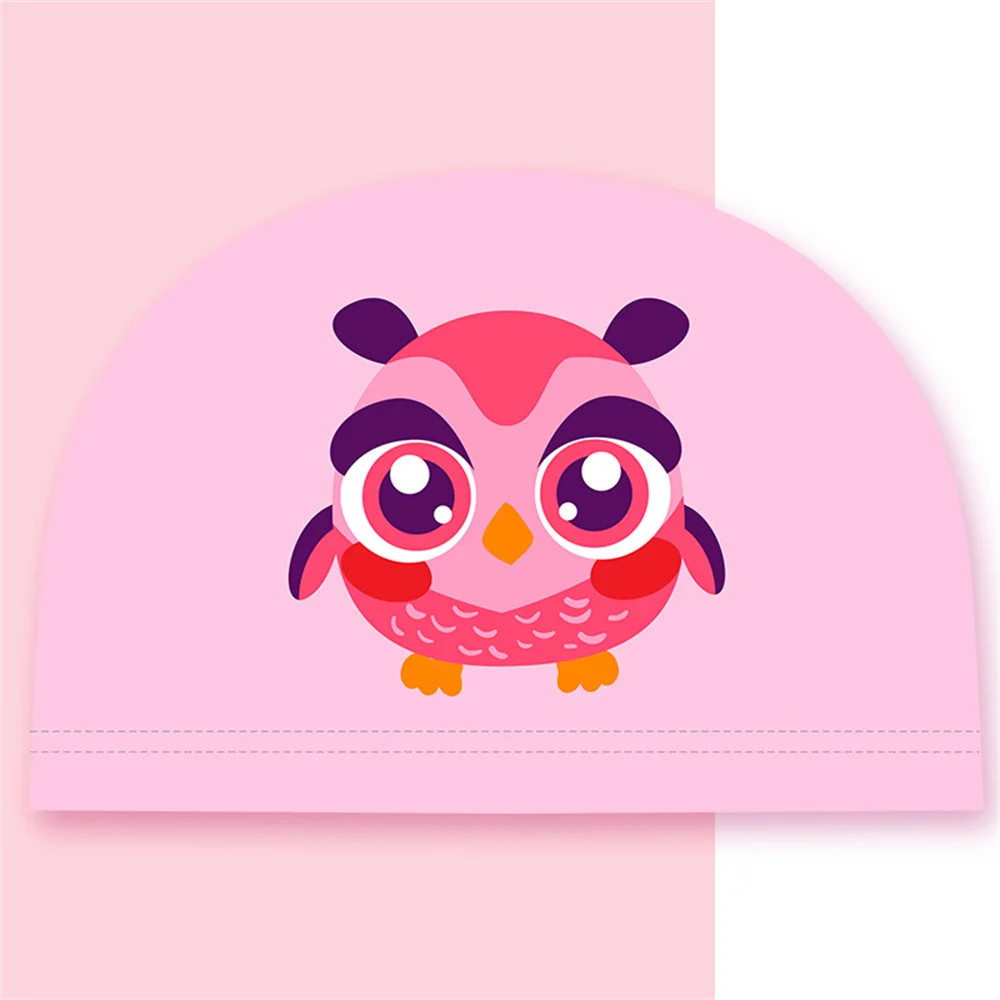 Knitted Lining Hair Care Children's Swimming Cap Pu Coating Cartoon Swimming Cap 3d Fitting Design Pu Coated Swimming Cap
