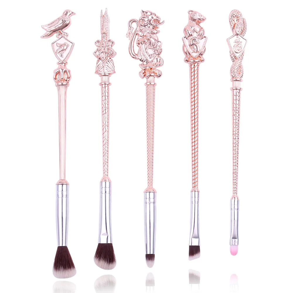 

5 Pcs/ Set Cute Harries Metal Figures Magic Wand Makeup Brush Beauty Professional Tools Cosmetics Toys For Girls And Women