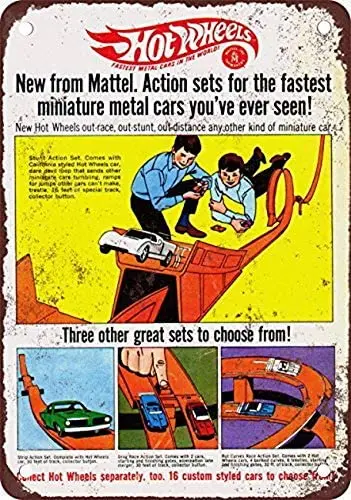 

Hot Wheels Action Sets Vintage Look Reproduction Metal Tin Sign Custome Signs 12x16 Inches