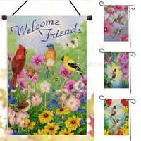 bird flowers welcome sign gate sign spring summer garden sign holiday house decoration yard banner decoration without flagpole