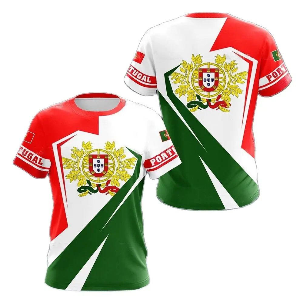 

Portugal Men's T-Shirt National Flag National Emblem 3D Print Men's Women's Summer O-Neck Commemorative Shirt