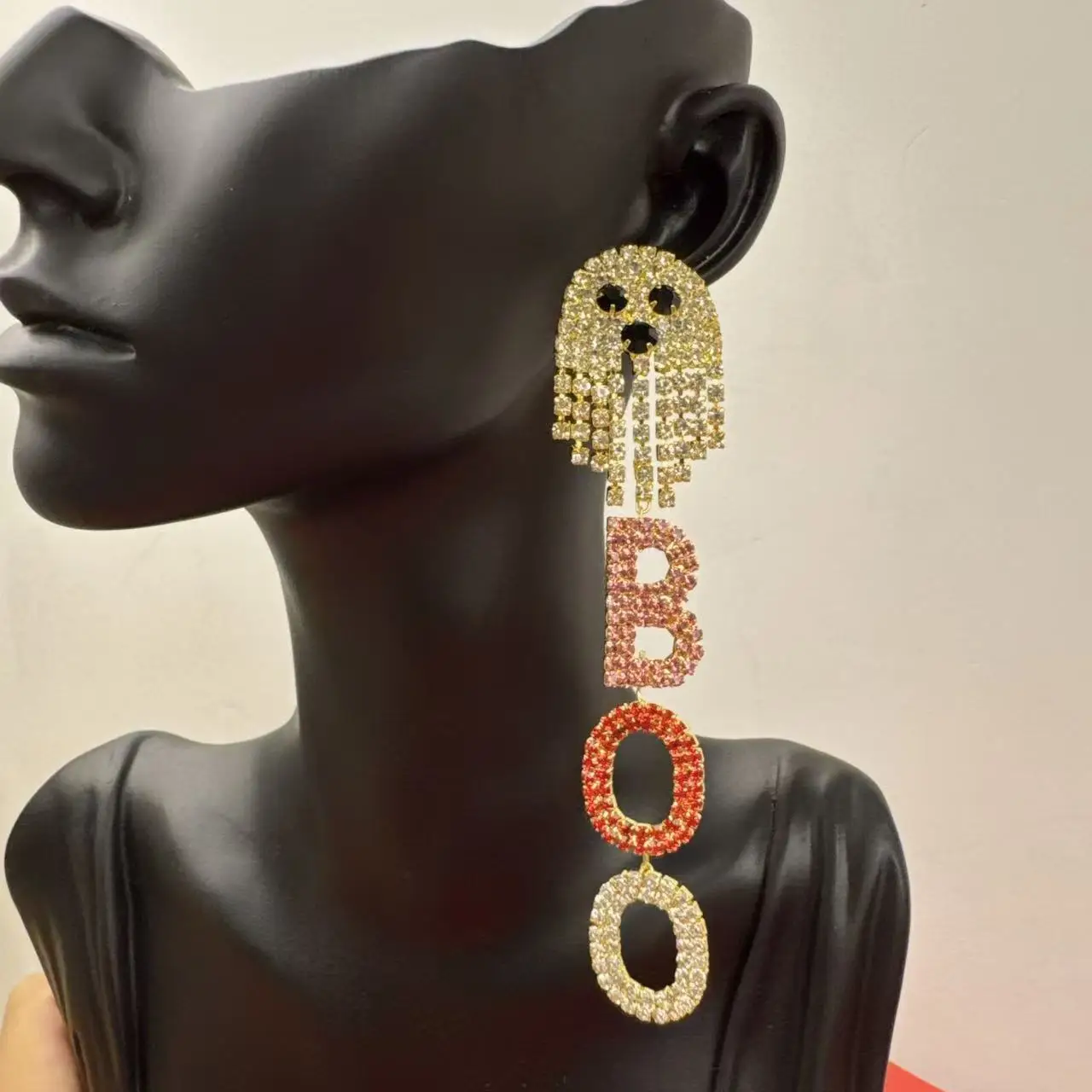 Новые кристаллы красочные серьги-капли с большими буквами BOO для женщин подарок