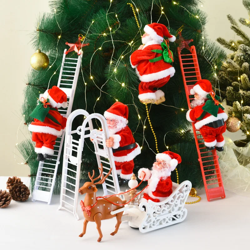 

Новые рождественские украшения, подарок, электрическая лестница для скалолазания, кукла Санта-Клаус, игрушки с музыкой, счастливая Рождест...