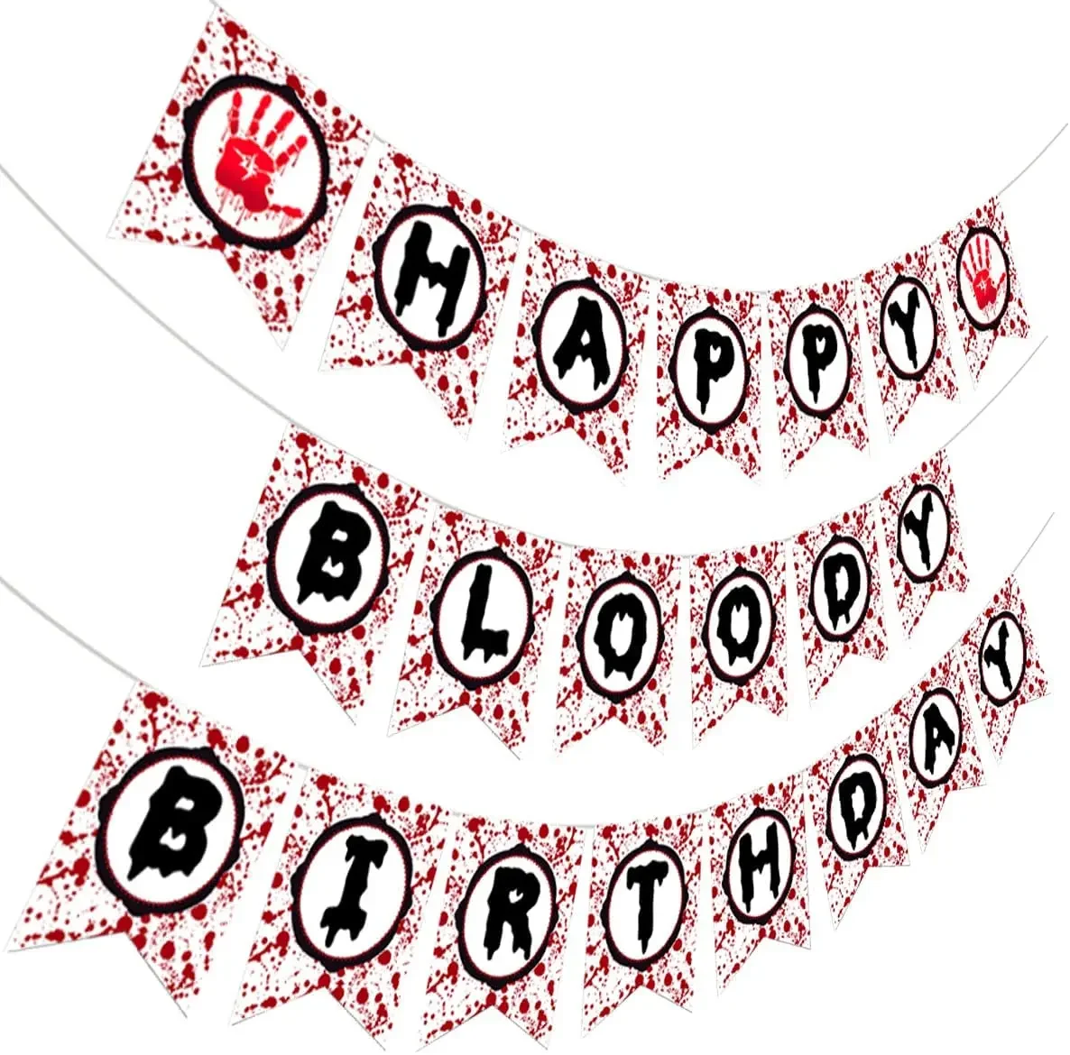

Happy Bloody Birthday Banner with Blood Hand Prints Horror Bloody Birthday Party Supplies for Boy Men Birthday Party Supplies