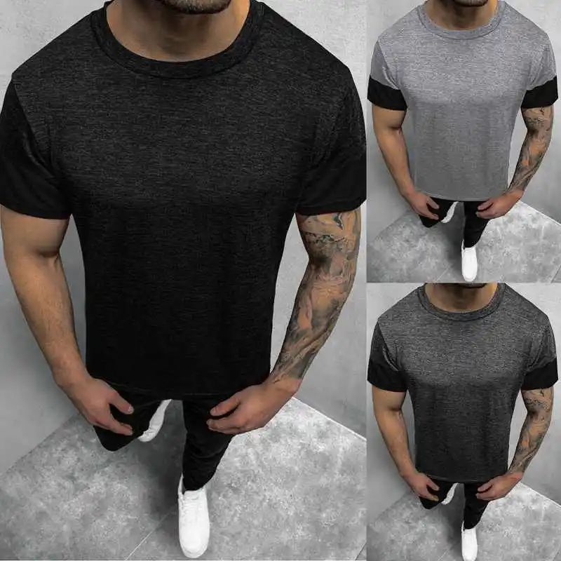 

2023 Men Fashion cotton T-shirt Sporting Skinny Tee Shirt Male Gyms Fitness Bodybuilding Workout