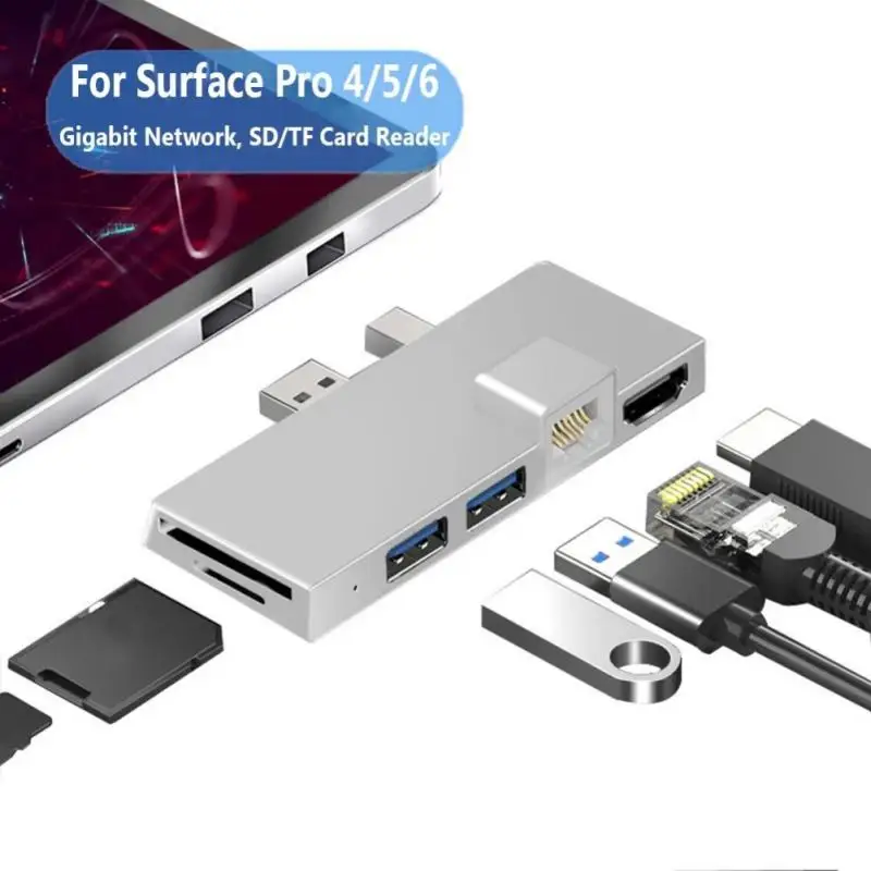

USB C HUB For Microsoft Surface Go/Go2/Go3 USB 3.0 To HDMI RJ45 3.5mm Audio Adapter Dock Multi USB Hub Ethernet USB3.0 Splitter