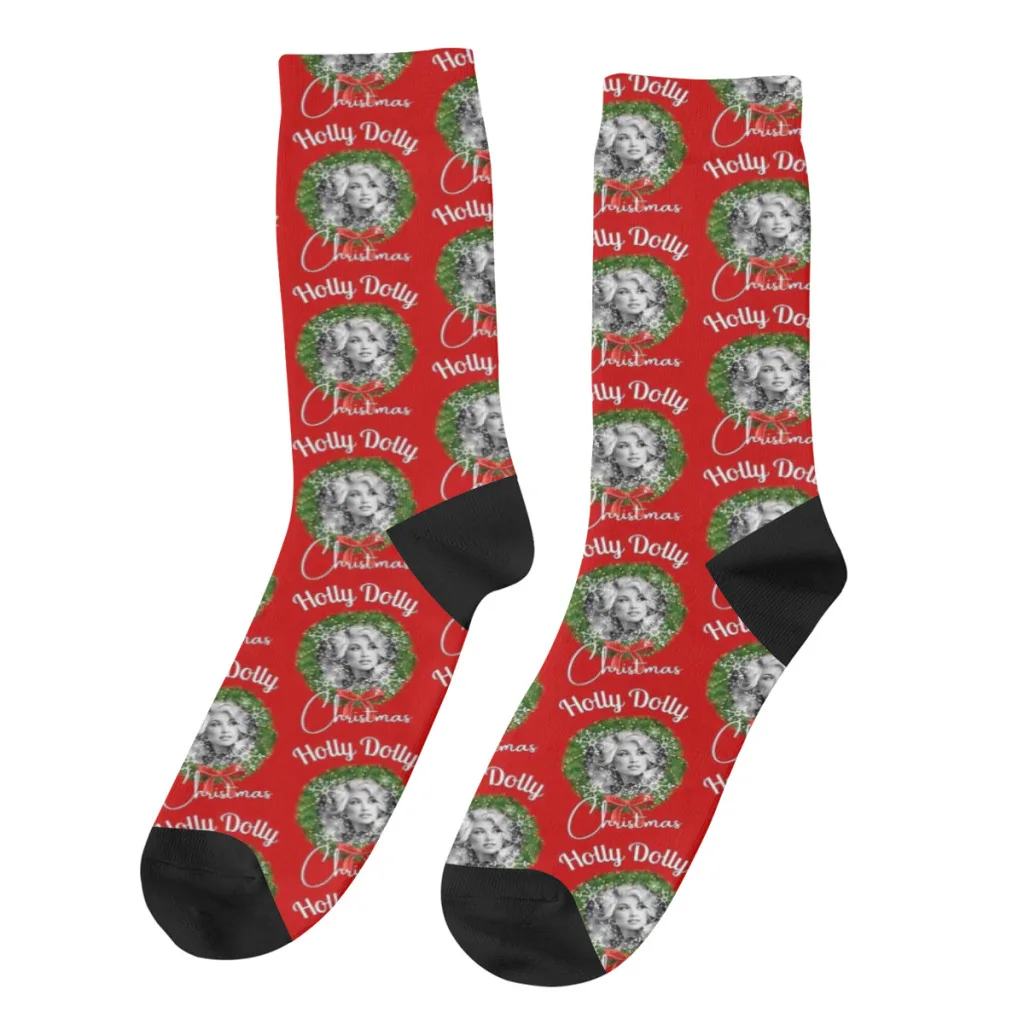 

Holly Dolly Christmas Dolly Parton Santa Claus Christmas stocking stuffers Gift For Men and Women Teens Socks