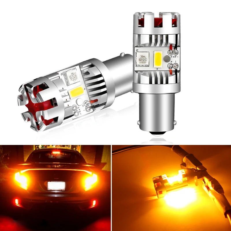 

2X BAU15S PY21W LED Bulb Amber CANBus Error Free No Hyper Flash Turn Signal Light 1156 Ba15s P21W T20 7440 W21W WY21W