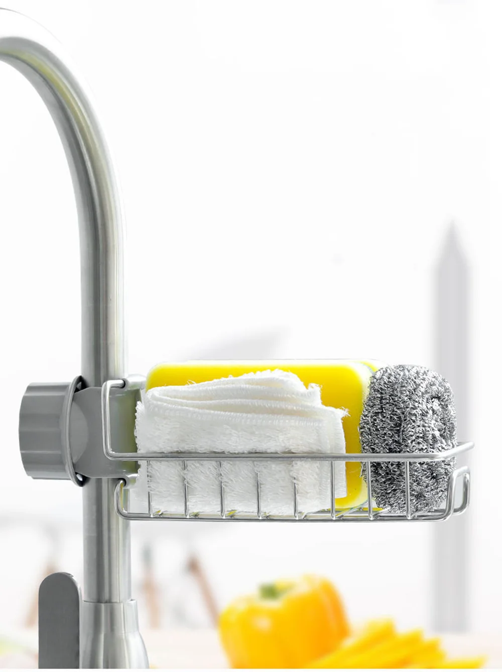 

Kitchen Stainless Steel Faucet Shelf Sponge Dish Cloth Finishing Rack Drain Rack Pool Rag Storage Rack