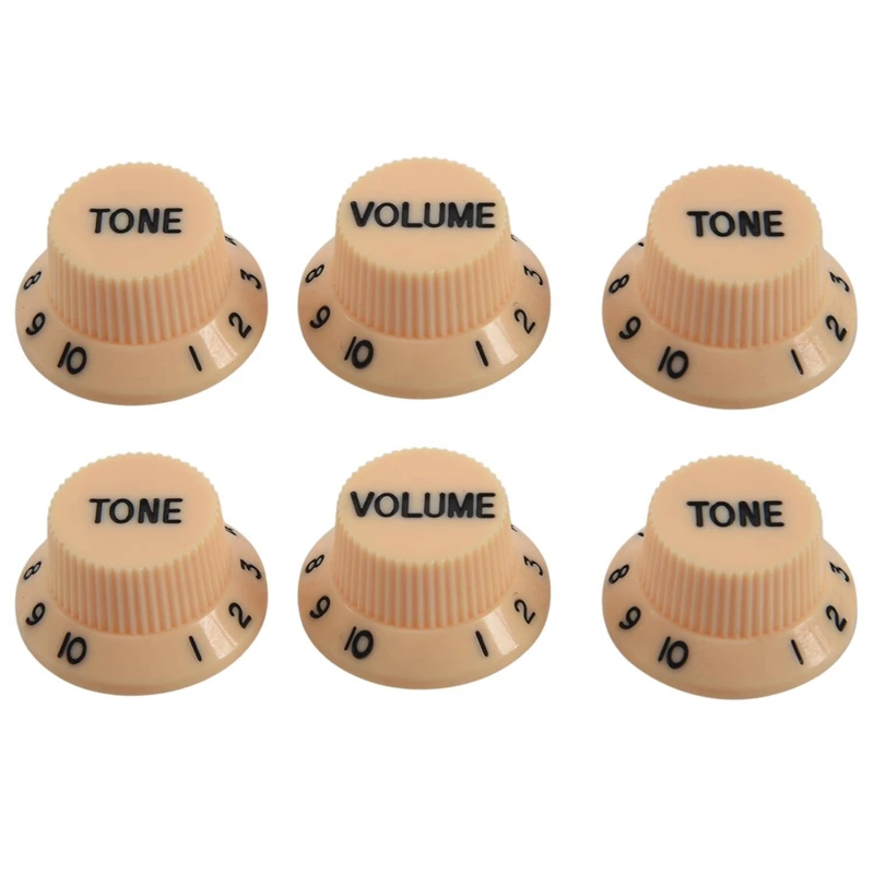 

2X New Cream Dark Blue Font 1 Volume& 2 Tone Guitar Control Knobs For Fender Strat