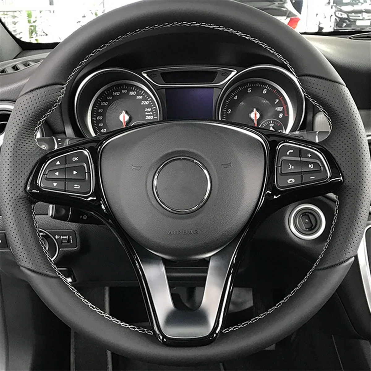 Фото Для Mercedes Benz C E Class GLC CLA GLA W205 W213 X253 X156 декоративная рамка на руль автомобиля, ярко-черный №2
