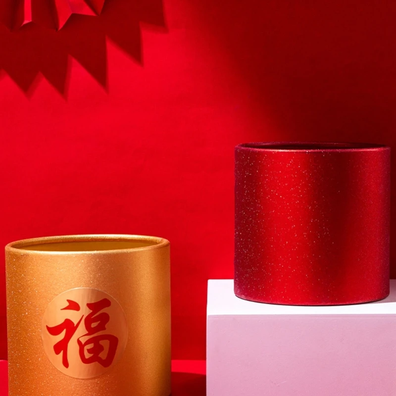 Китайские фигурки фу Цветочная коробка красный круглый цветочный контейнер для