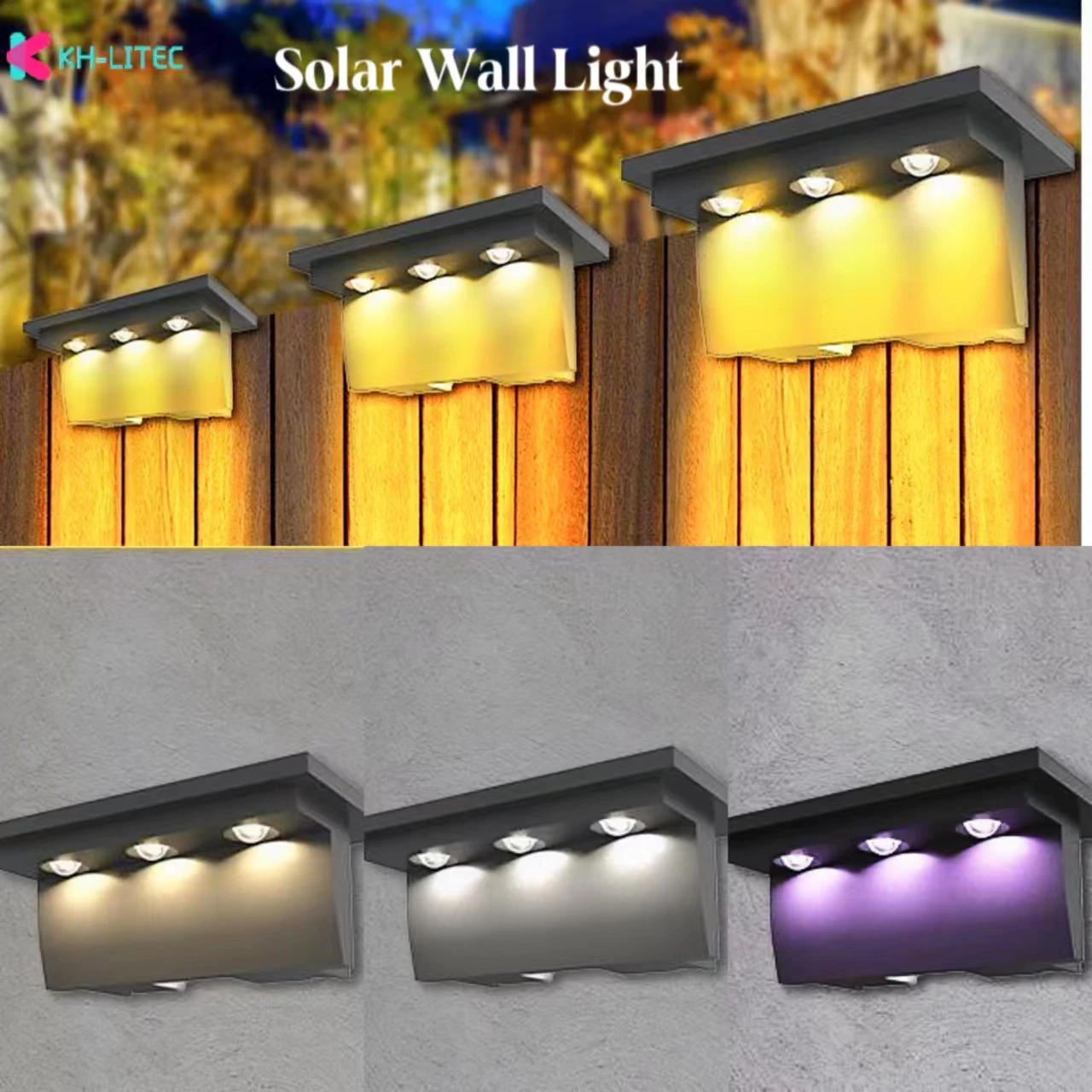 

Decoration Solar Garden Lights RGB Color Changing Waterproof Wall Lamp Christmas Gift Solar Lighting For Walkway Fence Stairs