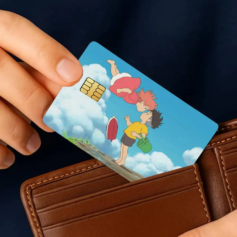 Фото Мультфильм P-Ponyo на C-Cliff кредитная карта для банковского дебета декоративная защита 4 шт. водонепроницаемые наклейки против царапин автобус метро №3