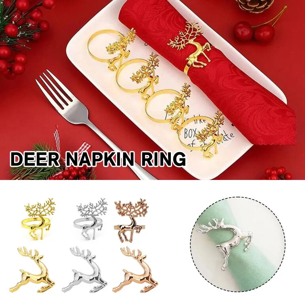 

1PC New Christmas Elk Napkin Rings Metal Xmas Snowflake Napkin Rings Gold Deer Napkin Buckle for Christmas Holiday Table De S6B3