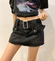summer womens skirt korean fashion solid color sexy denim a line low waist mini female clothing houthion